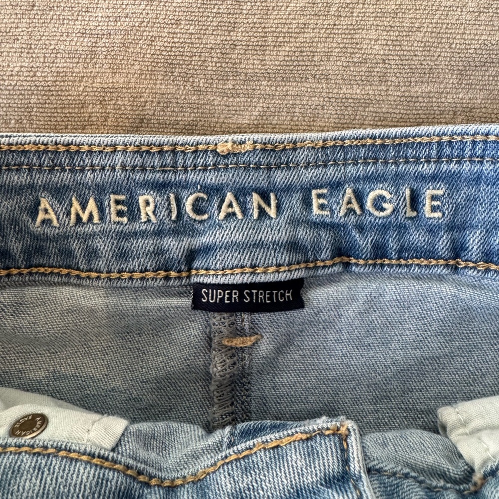 American Eagle Super Stretch Hi-Rise A-Line Denim Skirt Button Front Size 2 - Picture 7 of 10